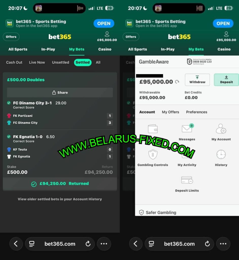 BET365 CORRECT FIXED MATCHES