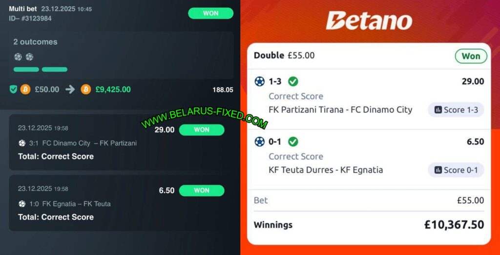 BETANO CORRECT SCORE FIXED MATCH