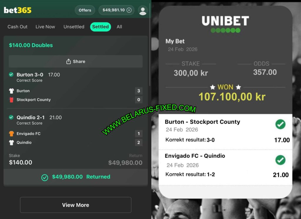 BET365 CORRECT SCORE FIXED MATCHES