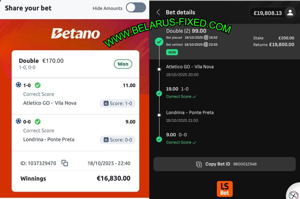BETANO CORRECT SCORE FIXED TIPS