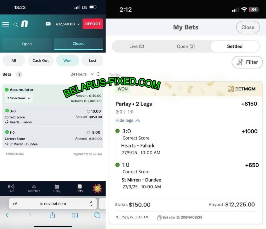 BETMGM CORRECT SCORE FIXED MATCHES