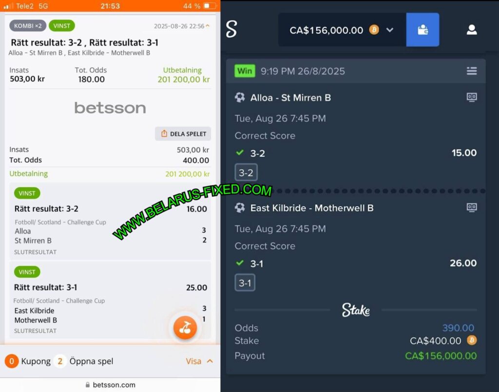 BETSSON SOCCER FIXED MATCHES TIPS
