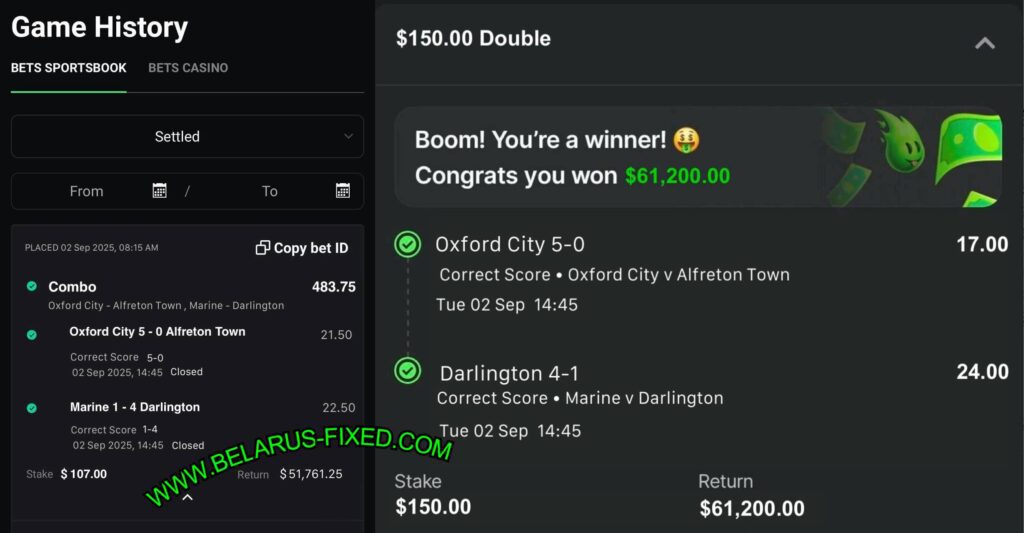 BETWAY CORRECT SCORE FIXED MATCHES
