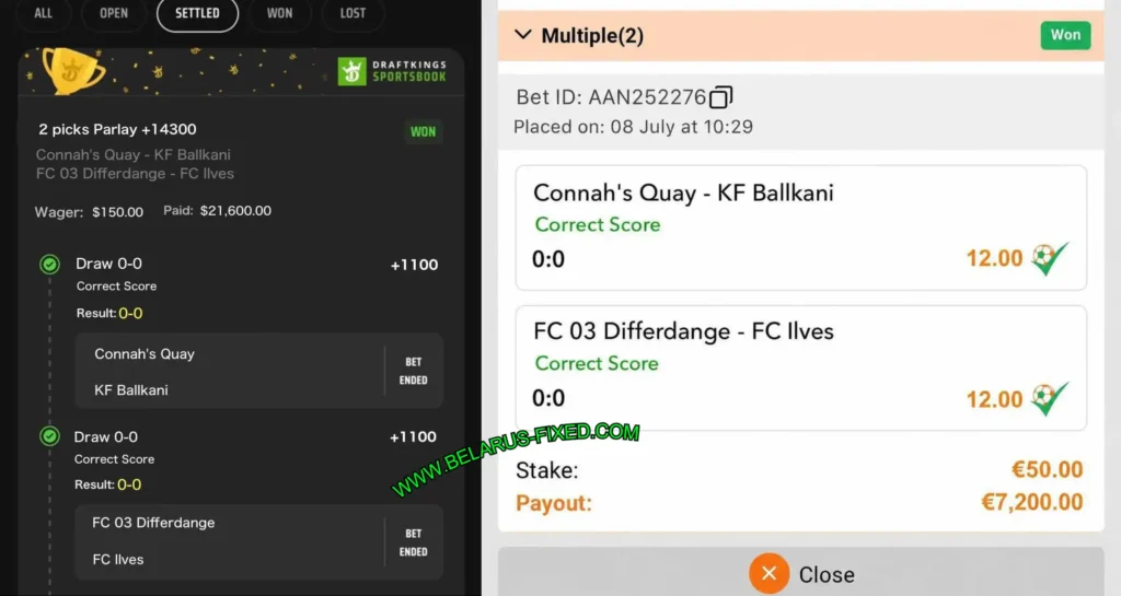 DRAFTKINGS SPORTS CORRECT SCORE MATCHES DRAFTKINGS SPORTS CORRECT SCORE MATCHES