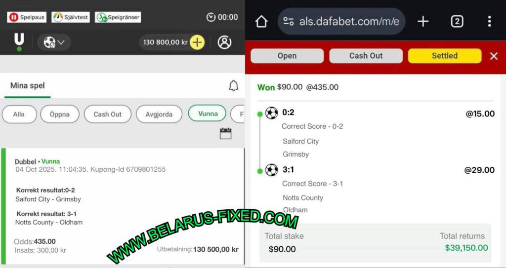 UNIBET CORRECT FIXED MATCHES